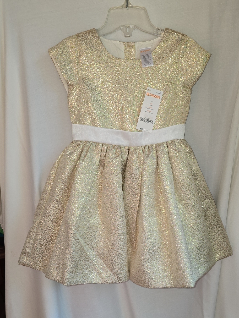 Gymboree Shimmery Gold Fit-and-Flare Party Dress with White Waistband